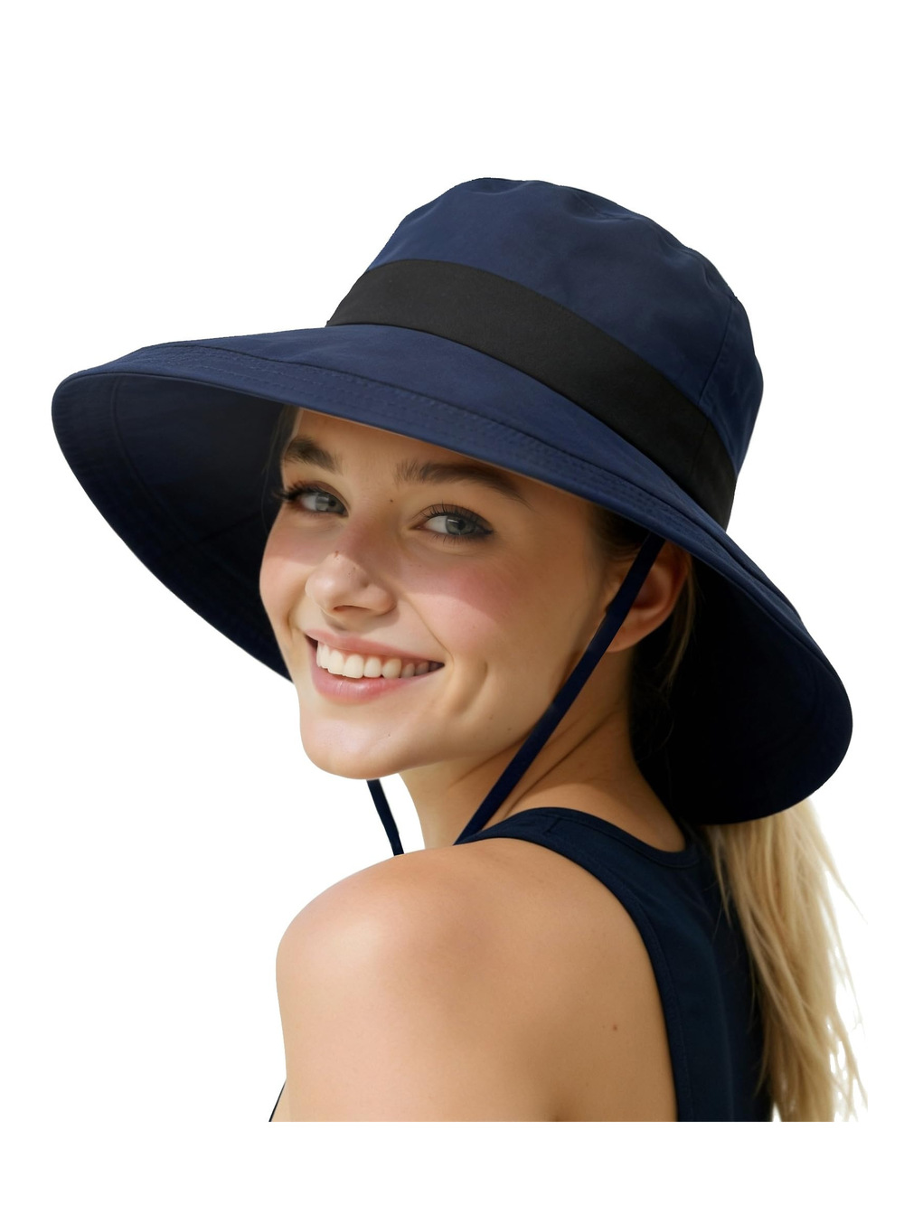 Sun Bucket Hats for Women UV Protection, Summer Beach Hat | Blue | Size L